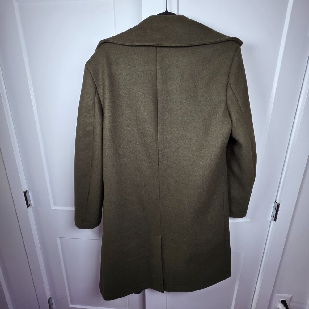 Women's Army Green Double Breasted Overcoat Size‎ M Military Style Lined PC1430 - Picture 3 of 12